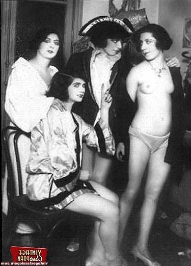 12P Several vintage ladies showing it all backstage