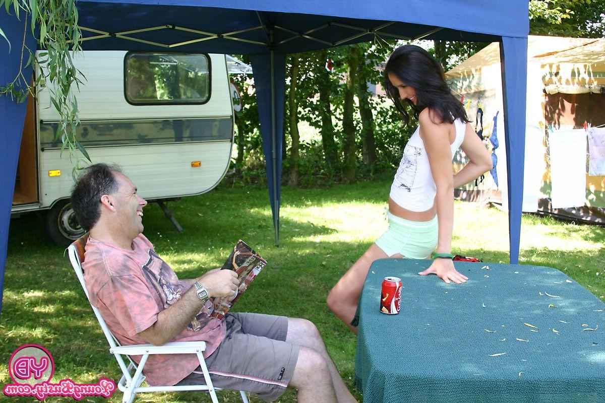 14P Horny old man ramming a willing teen on camping