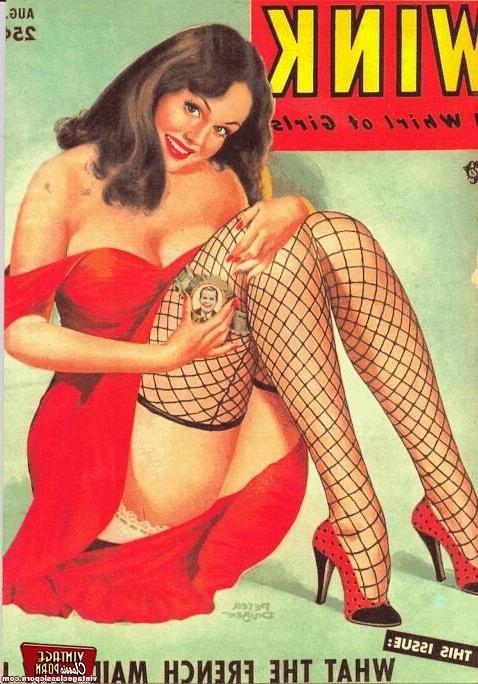 12P Several erotic vintage magazine cover babes getting naked