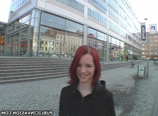 15P redheaded slutty chick sucks off a stranger for no good reason