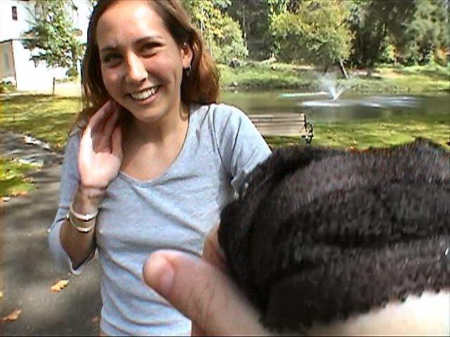 16P College Gal Flashes Lil Tits Outdoors on Campus