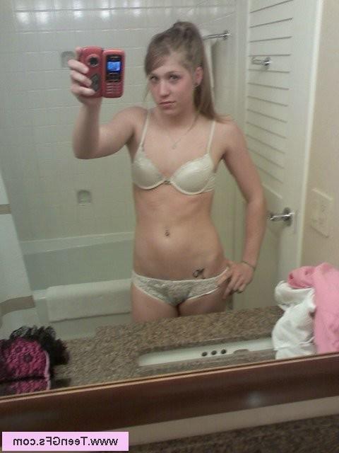 15P Teen with pierced nipples takes homemade selfpics