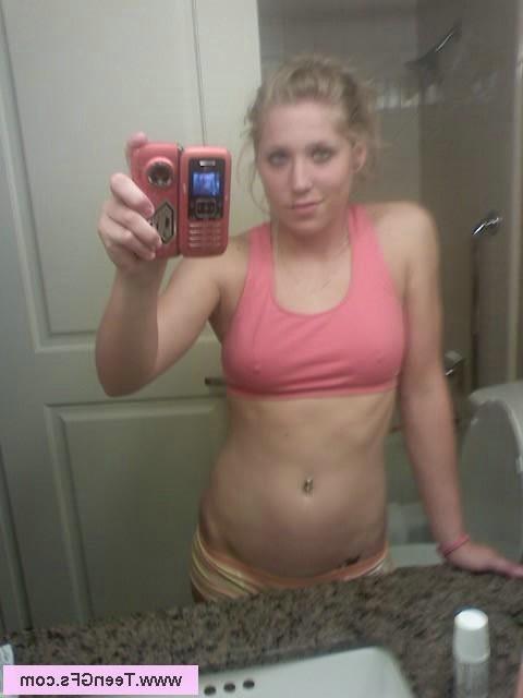 15P Teen with pierced nipples takes homemade selfpics