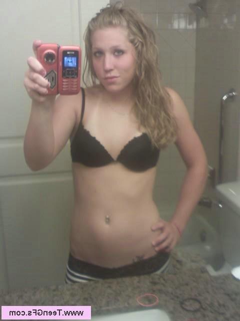 15P Teen with pierced nipples takes homemade selfpics