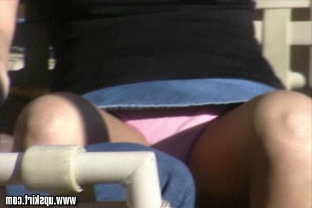 16P Tight Pink Panty Upskirt Shots Outdoors on a Patio