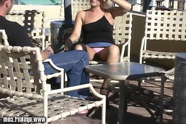 16P Tight Pink Panty Upskirt Shots Outdoors on a Patio