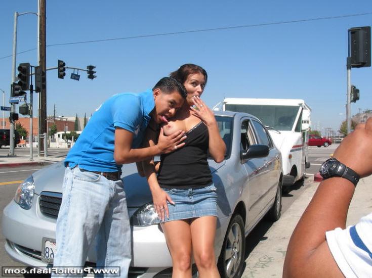 16P Busty Tourist Talked Into Flashing Tits and Pussy