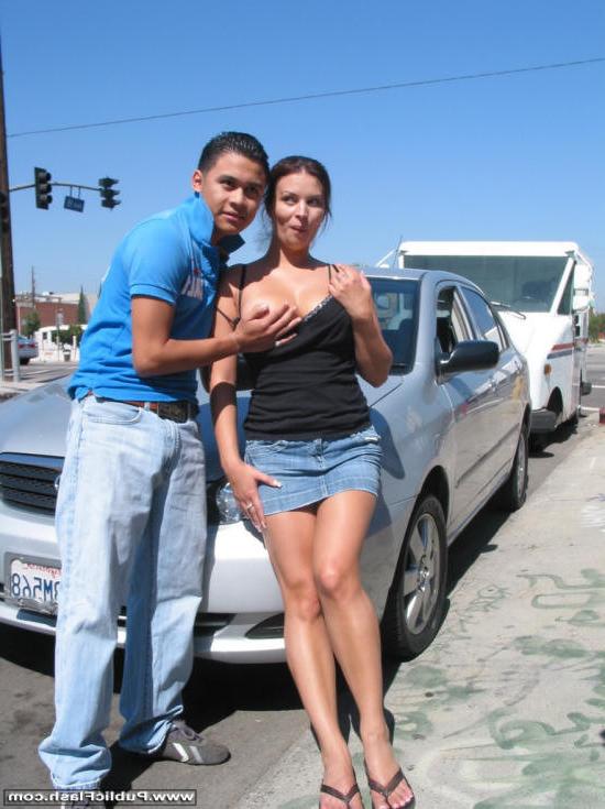 16P Busty Tourist Talked Into Flashing Tits and Pussy