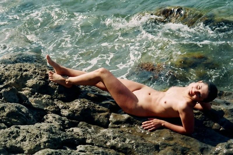 12P Nude nudists relaxing on the beach
