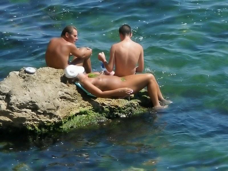 12P Nudists having fun on the beach