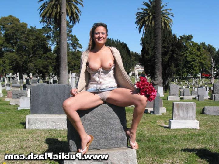 16P Nice Big Tits and Naughty Pink Bits Bared Outdoors in Graveyard