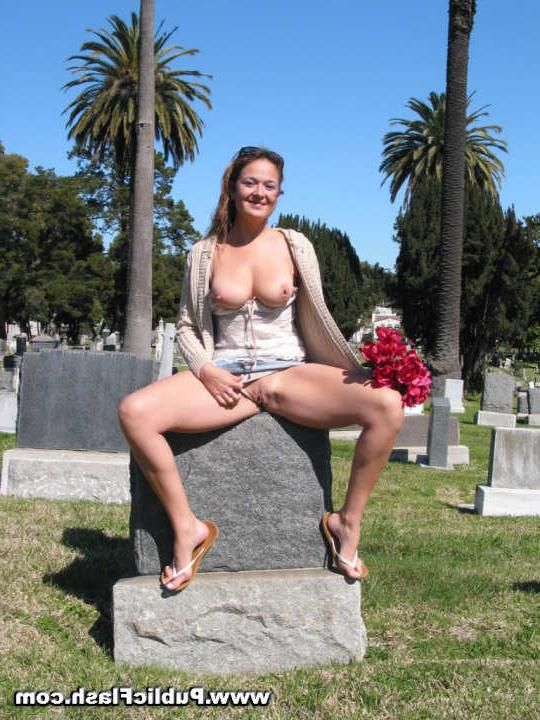 16P Nice Big Tits and Naughty Pink Bits Bared Outdoors in Graveyard