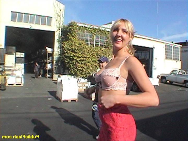 16P Busty Blonde Flashing Big Tits for Outdoor Workers