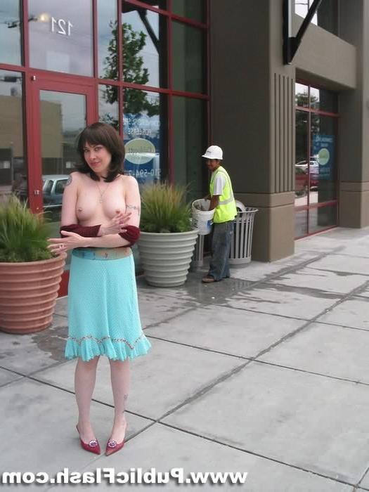 16P Exhibitionistic Eva Has Fun Flashing Her Cute Body For Workers