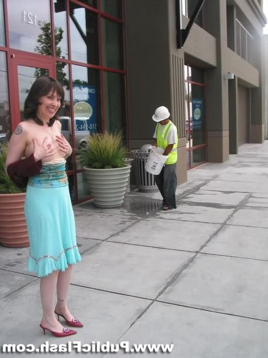 16P Exhibitionistic Eva Has Fun Flashing Her Cute Body For Workers