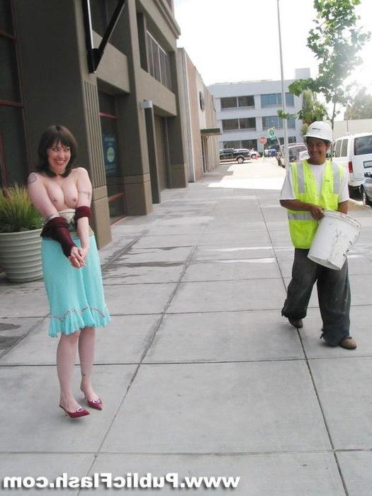 16P Exhibitionistic Eva Has Fun Flashing Her Cute Body For Workers