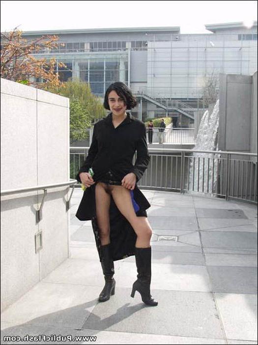 16P Lil Tit Chick Flashes Tits and Furry Pussy All Over Busy City