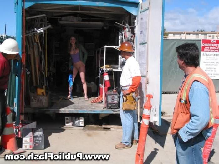 16P Cute Mini Tits Alana Flashes the Construction Crew on Site