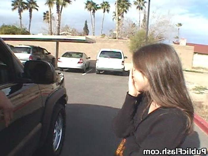 16P Daring Mini Tits Jenny Flashes It All Outdoors At Curb Side