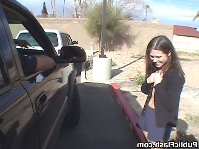 16P Daring Mini Tits Jenny Flashes It All Outdoors At Curb Side