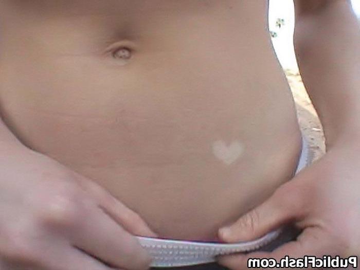 16P Skinny Chick Talked Into Stripping Naked Outdoors