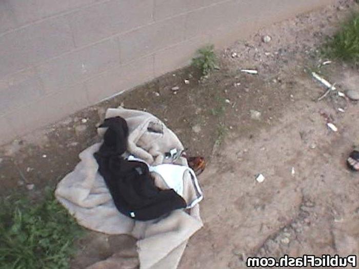 16P Skinny Chick Talked Into Stripping Naked Outdoors