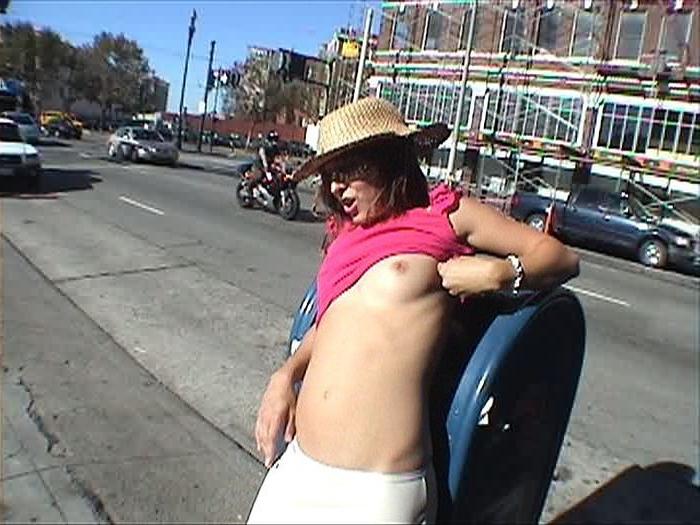 16P Sweetie Flashing at the Gas Station and Downtown