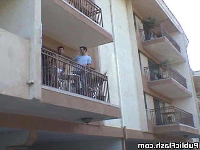 16P Big Bouncy Boobs Flashed for Neighbors on Balcony