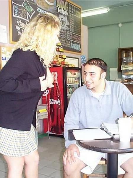 16P Big Boobs Blondie Flashing at Local Cafe