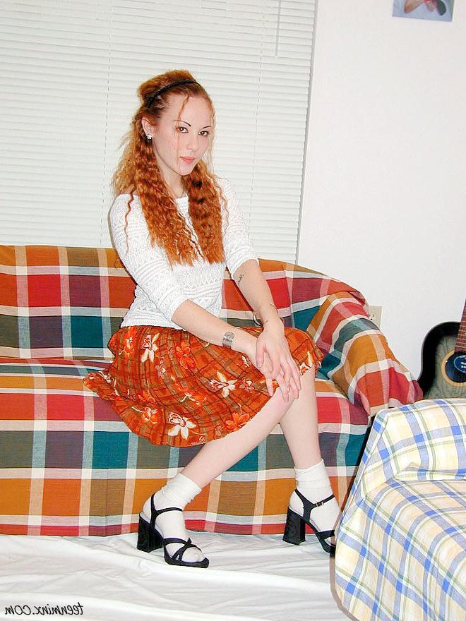 18P Cute redhead flirt spreads her tight pink ass cheeks and pussy