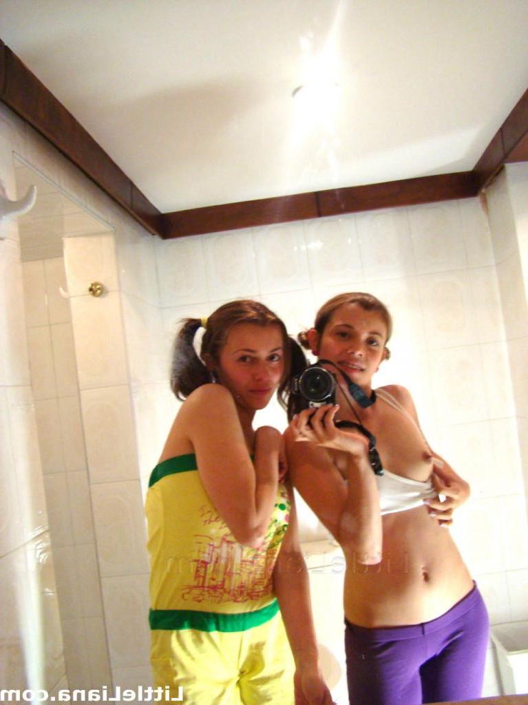 16P Pigtail teen babe with friend having fun together