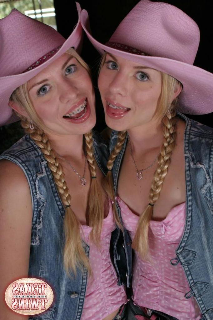 16P Gorgeous pigtail blonde teenager twin sisters