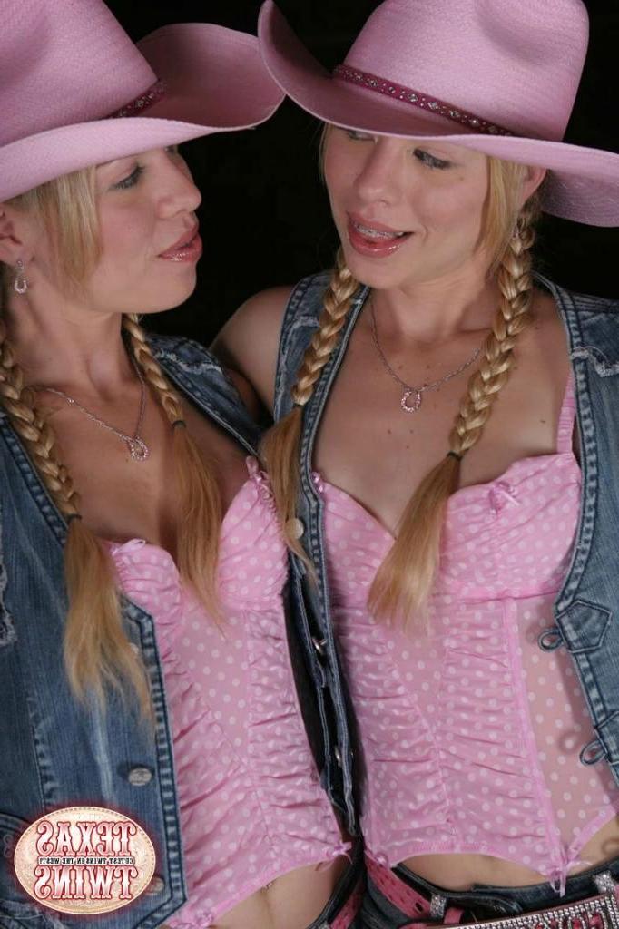 16P Gorgeous pigtail blonde teenager twin sisters