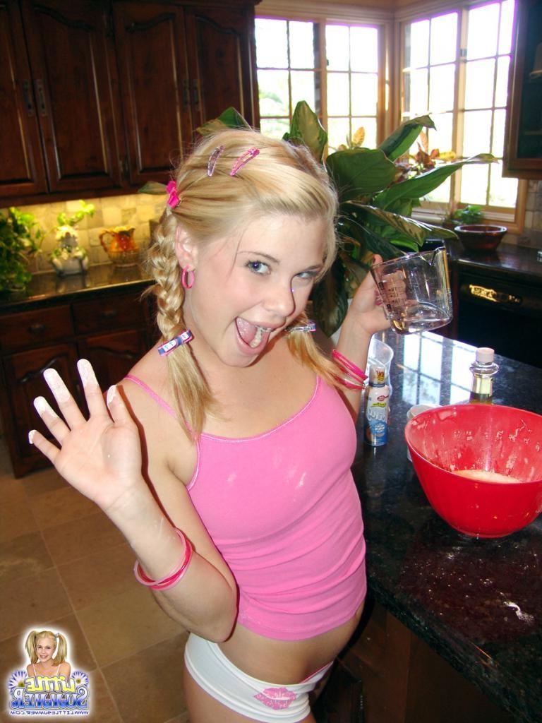 16P Blonde pigtail teenie teases with her sexy big ass