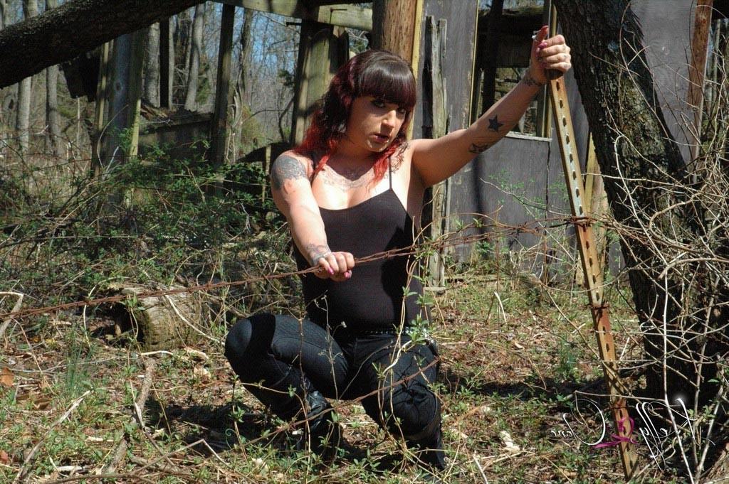 12P TS Kelly Clare posing and pissing in an abandoned house