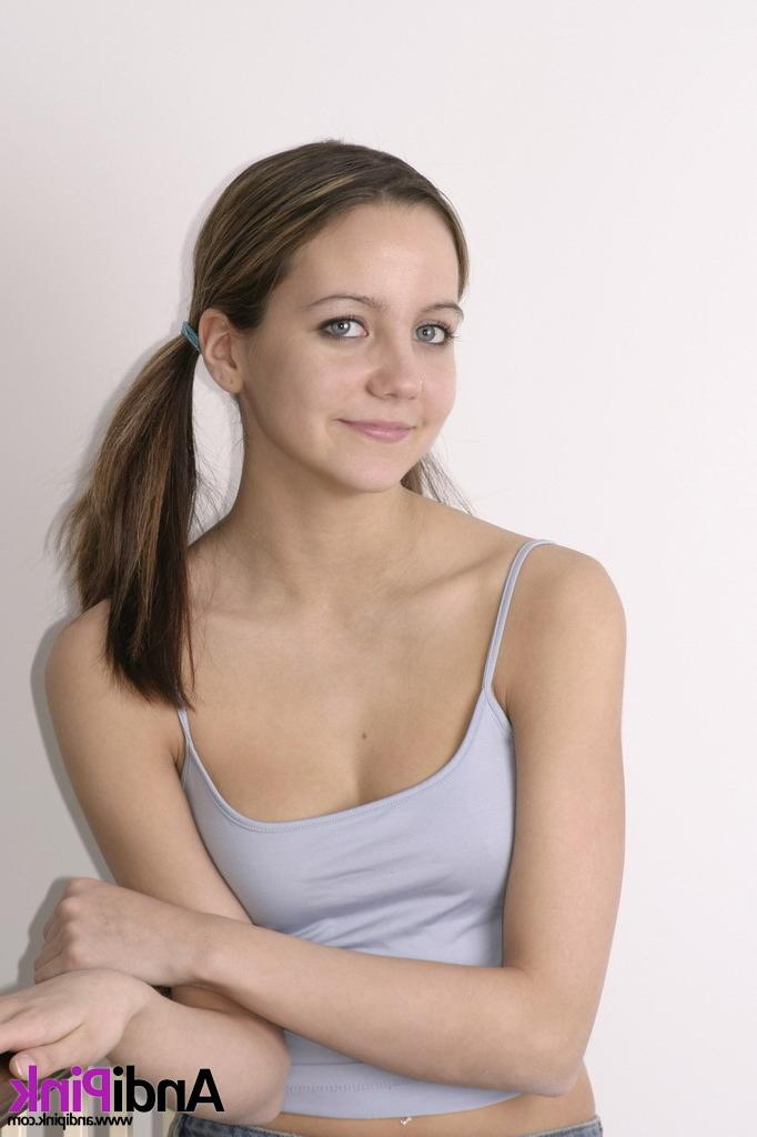16P Cute pigtail teen in jean skirt