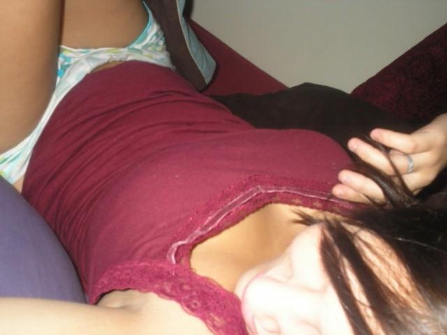 8P Two sexy babes smiling in the cam when getting nude