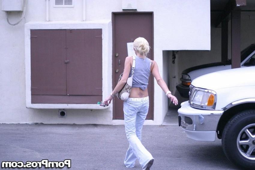 16P blonde chick being tailed by a spycam