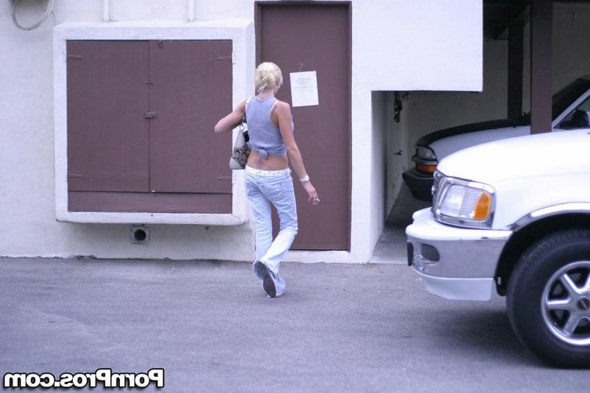 16P blonde chick being tailed by a spycam