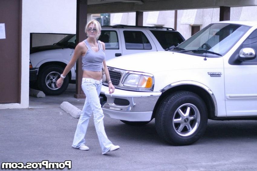 16P blonde chick being tailed by a spycam