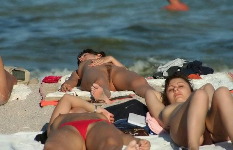 12P Nude nudists relaxing on the beach