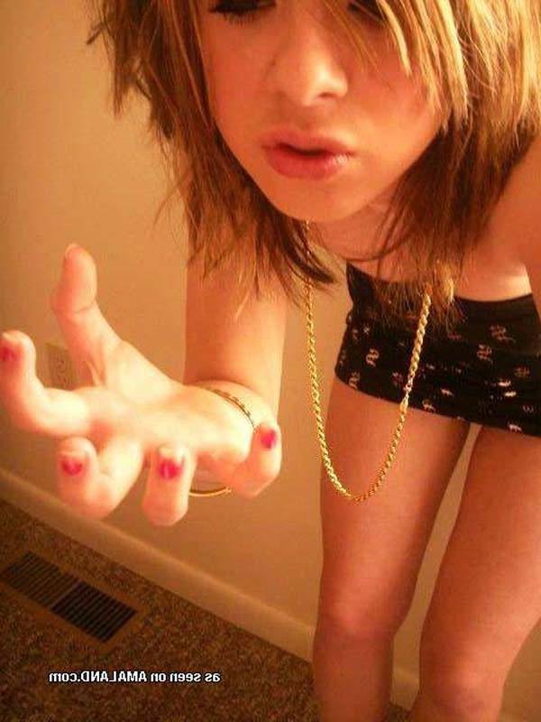 15P Lovely emo rocker teens teasing in panties