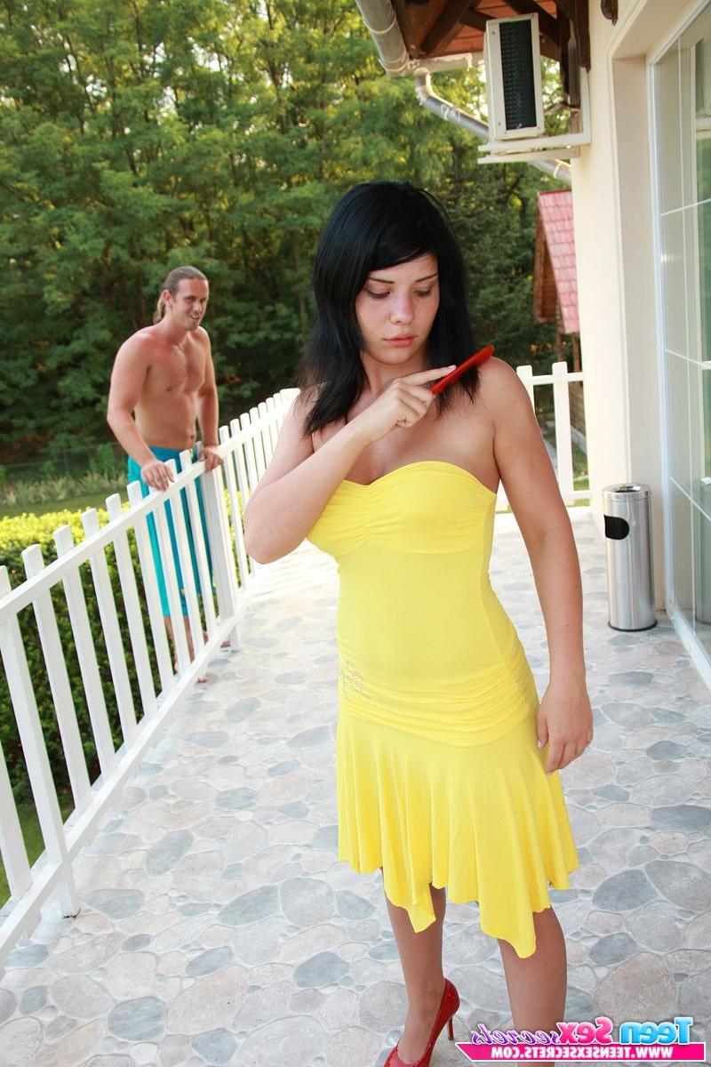 14P Hot brunette teen gets fucked good and hard on the balcony