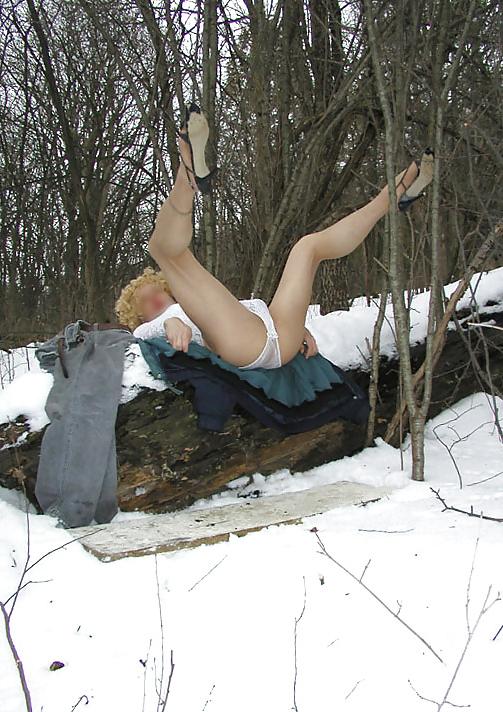 25P Crossdresser strips in the woods #3
