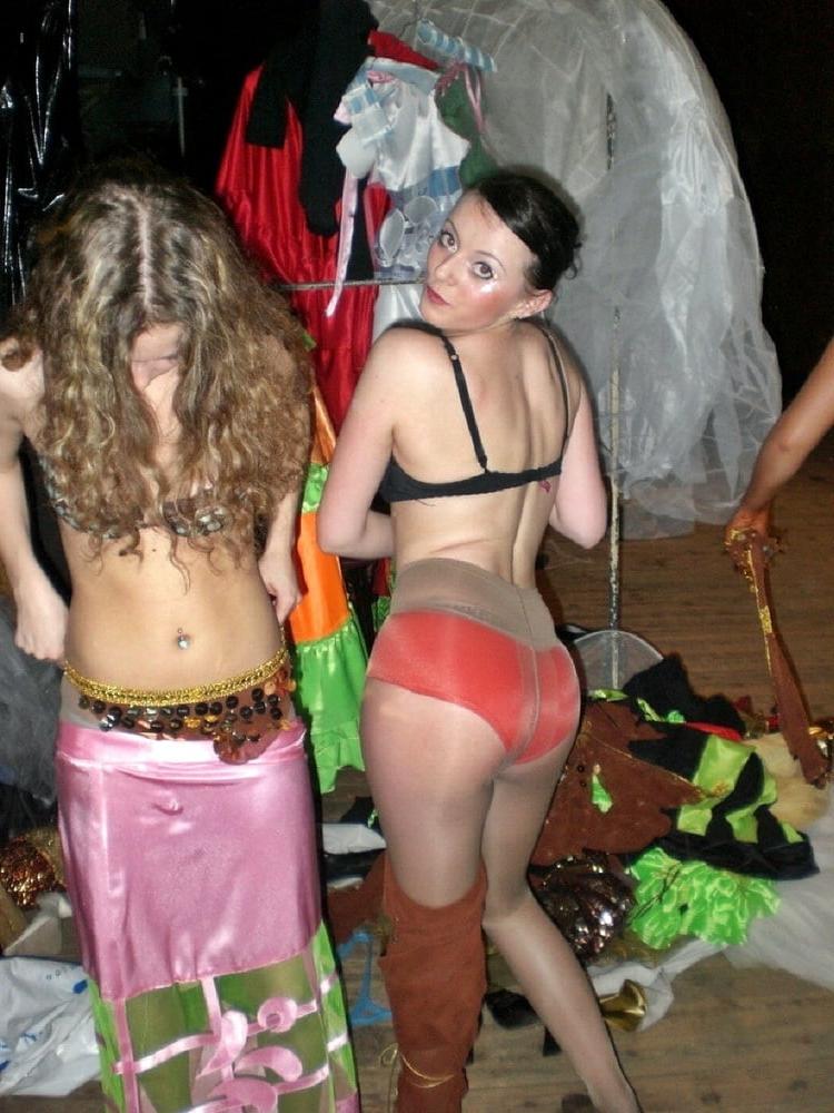 16P Backstage Candid Underwear, Pantyhose, Tights Cladded Girls