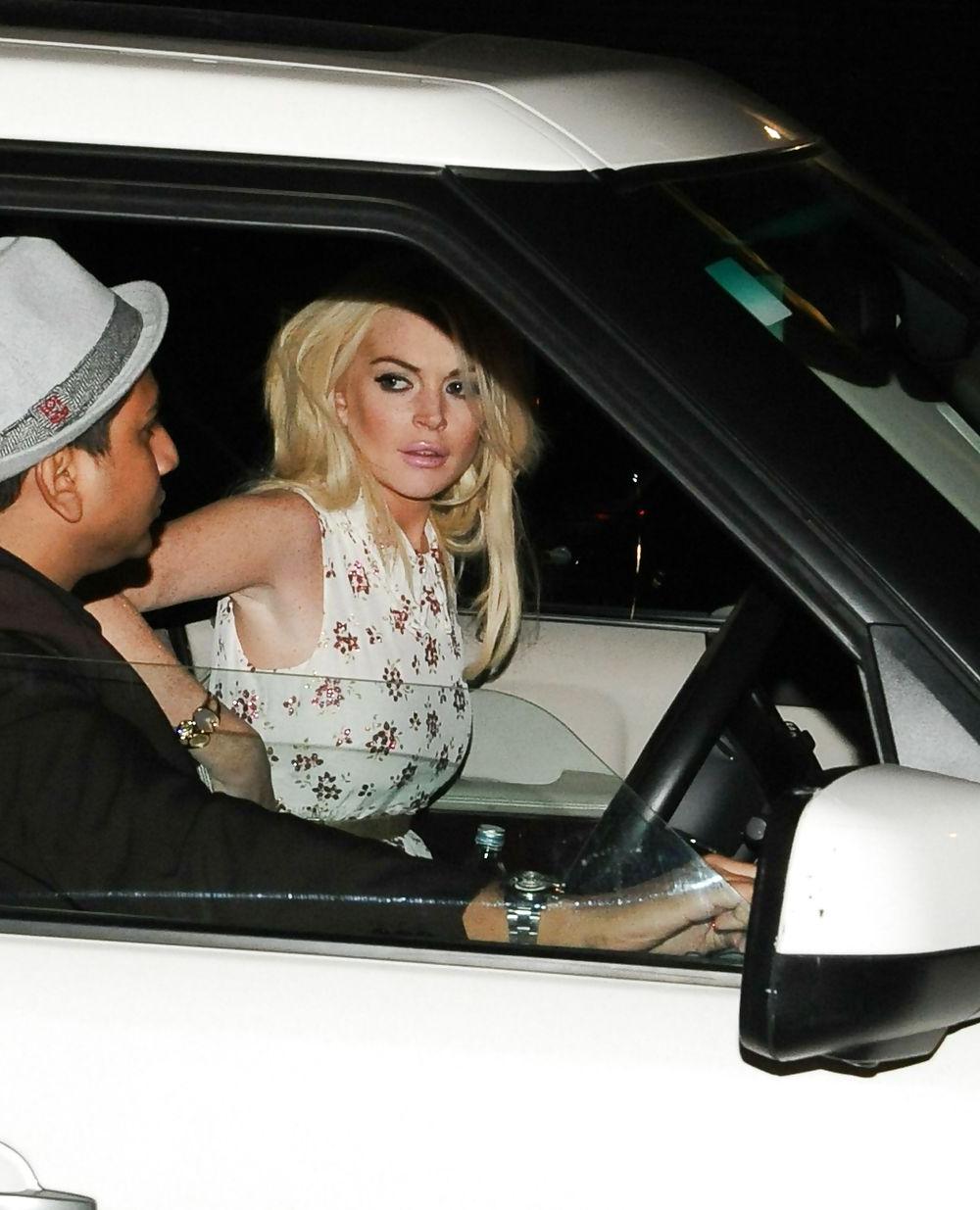 24P Lindsay Lohan BUSTING out Le Bain at the Standard Hotel