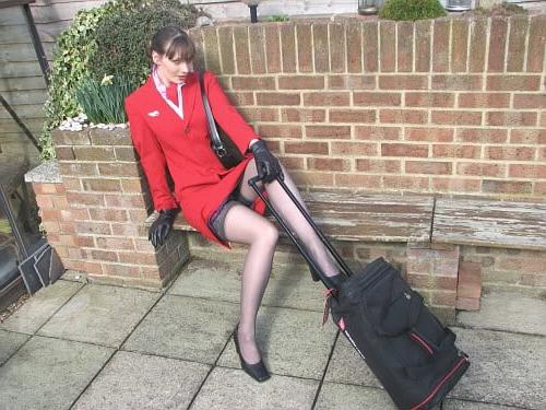 25P air stewardess oopps stockings