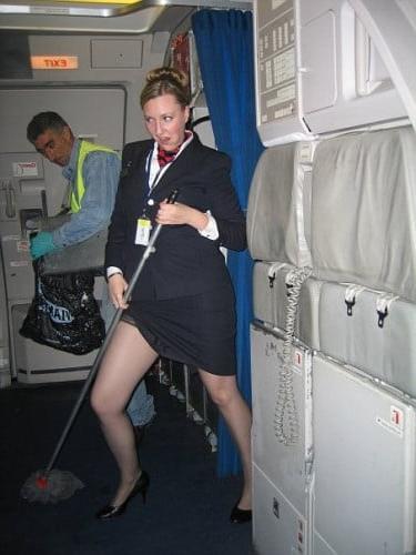 25P air stewardess oopps stockings