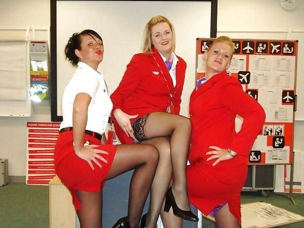 25P air stewardess oopps stockings
