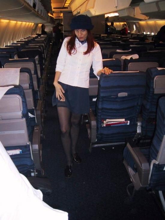 25P air stewardess oopps stockings